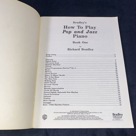 Bradley's How to Play Pop and Jazz Piano Book 1- VHTF - Picture 2 of 5